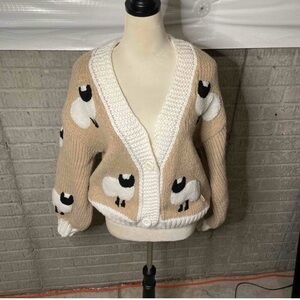 Dreamers By Debut Womens Cream White Oversized Sheep
Knit Button Up Cardigan
